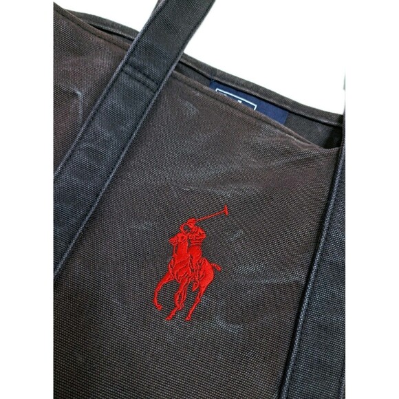 Vintage Polo Ralph Lauren Boat Tote  Canvas Heavy Duty Bag Brown Red Distressed - Picture 2 of 9